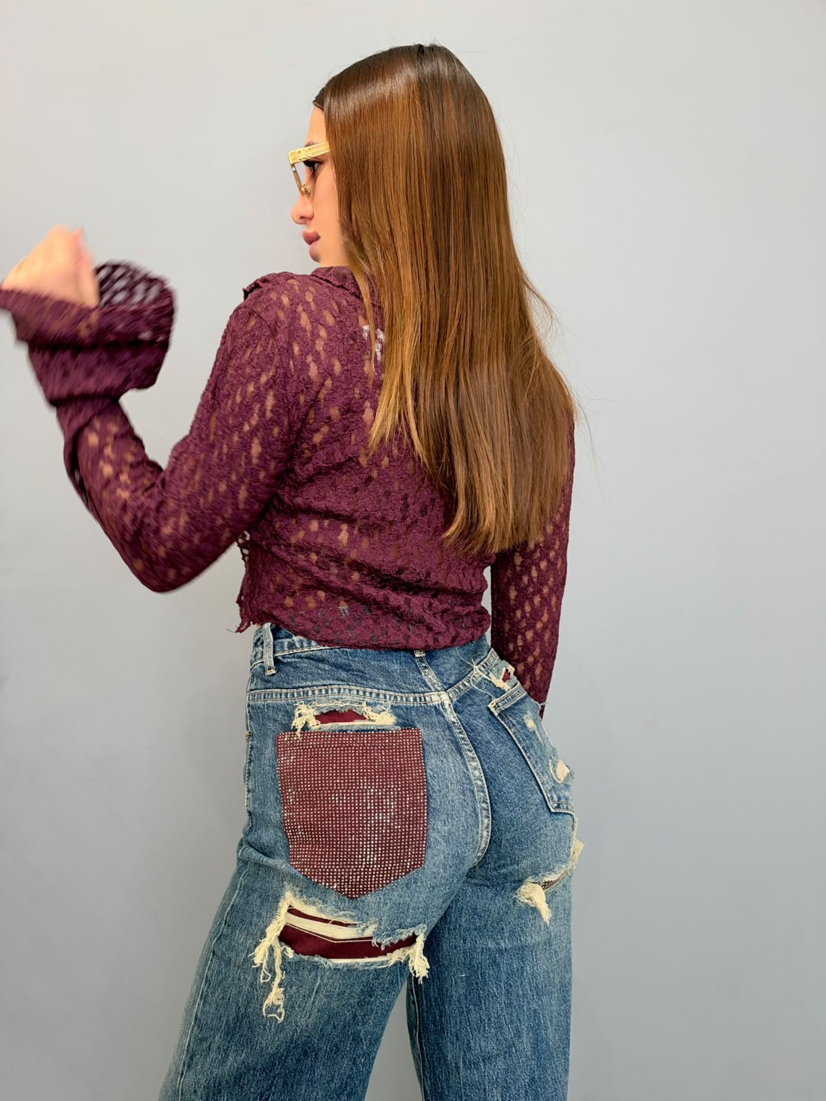 Jeans tasca shine