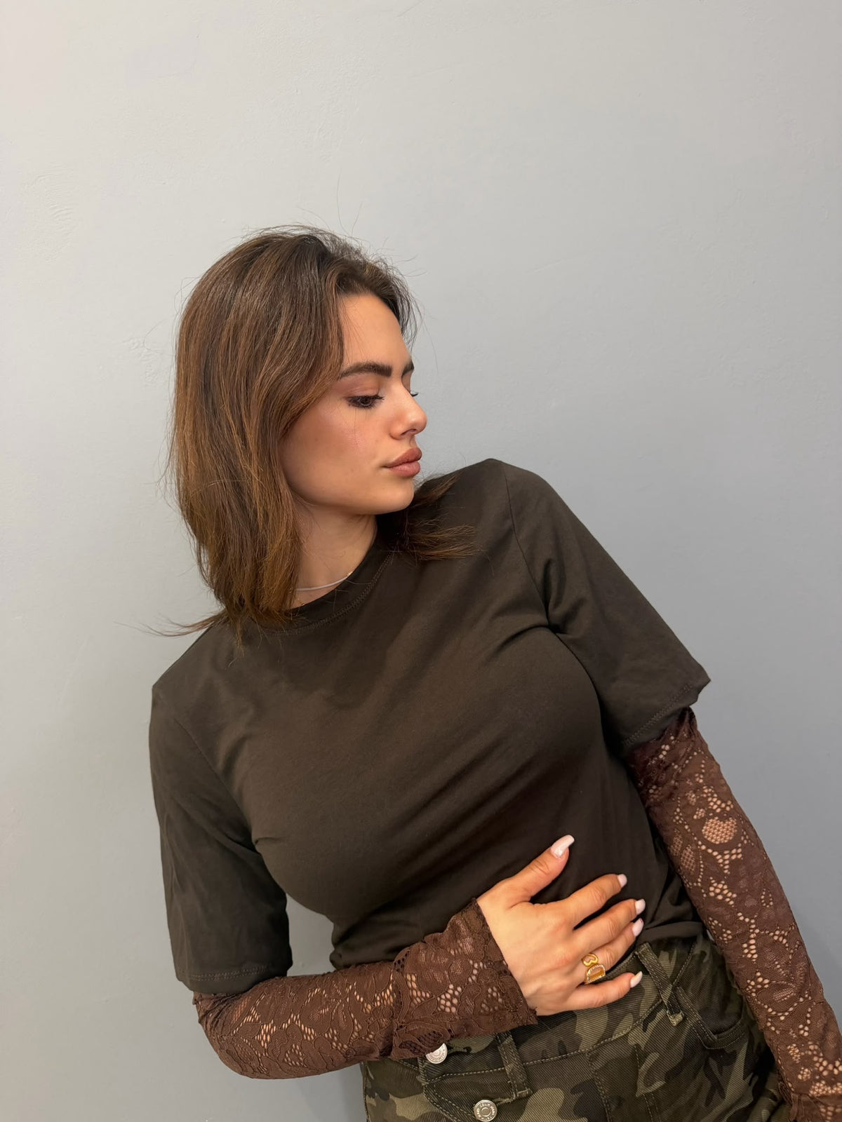 Maglia manica pizzo
